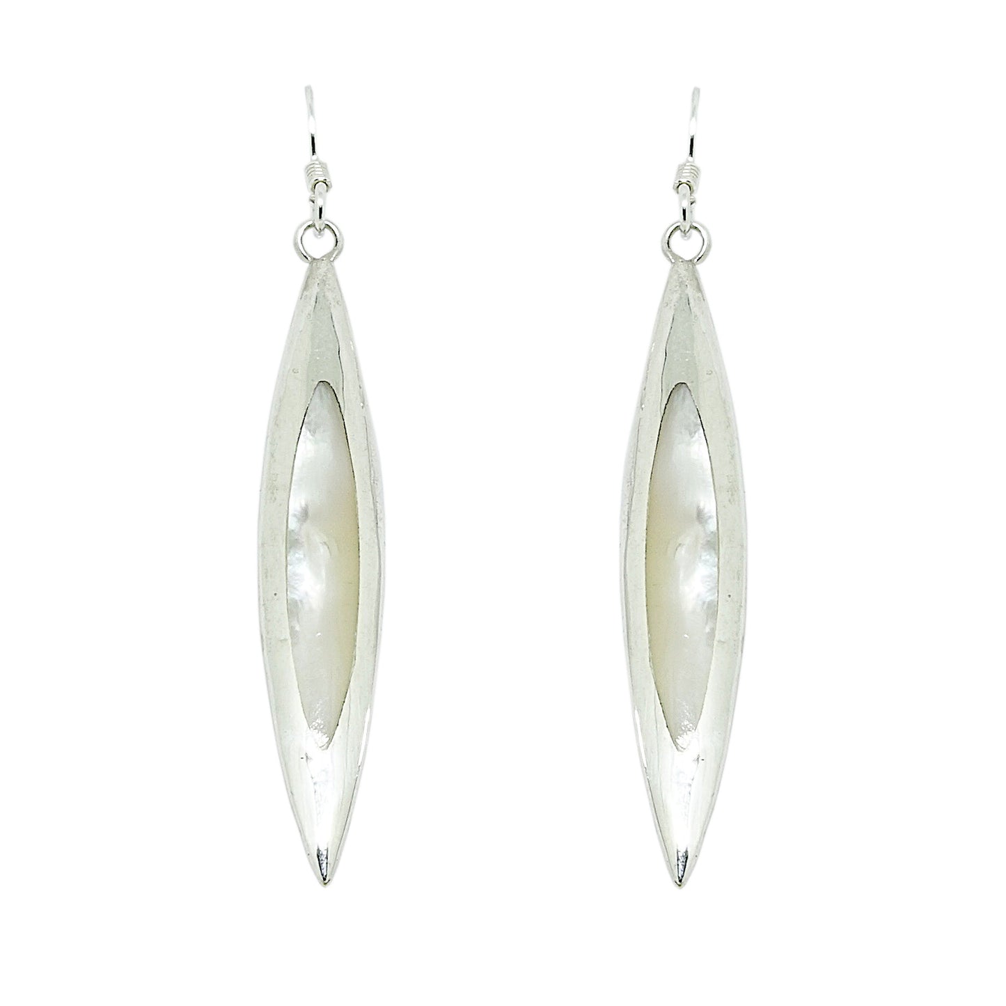 Mother of Pearl and Sterling Silver Earrings with Hook Backs
