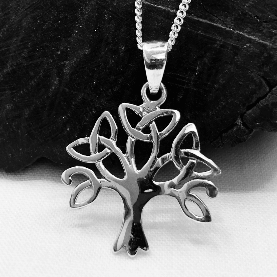 Tree Of Life Celtic Sterling Silver Pendant and Silver Chain