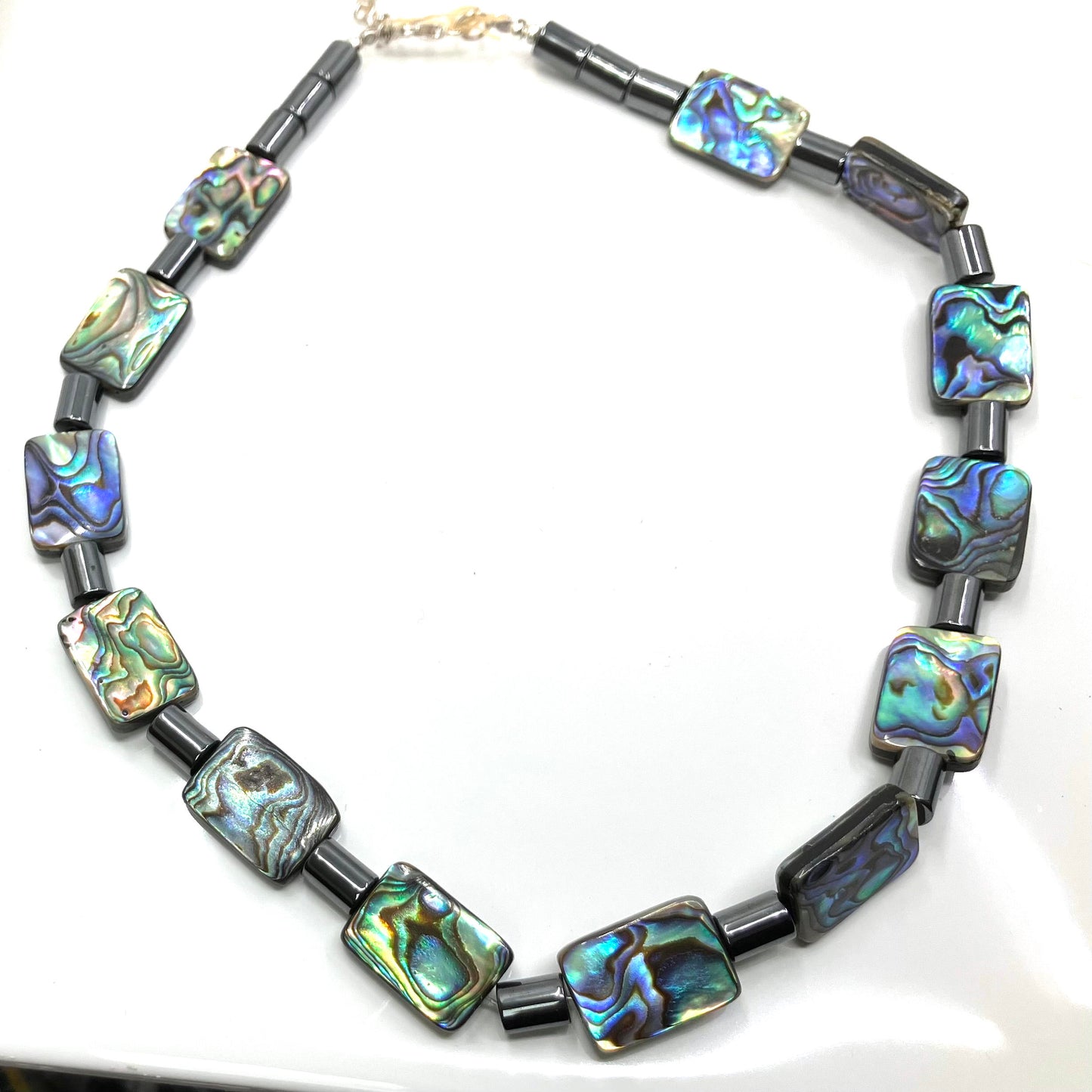 Abalone and Sterling Silver Necklace with Hematite