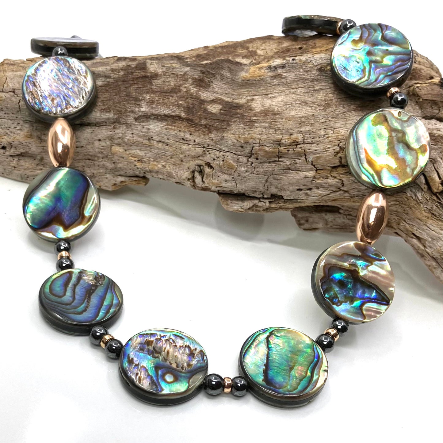 Abalone and Sterling Silver Necklace with Rolled Gold