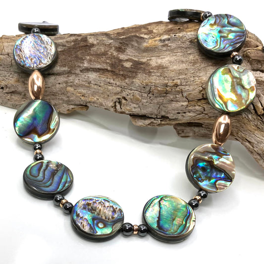 Abalone and Sterling Silver Necklace with Rolled Gold