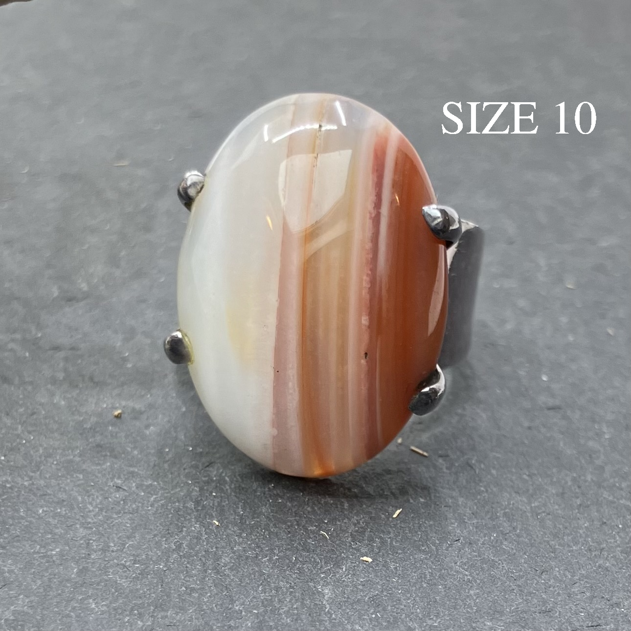Agate and Sterling Silver Ring