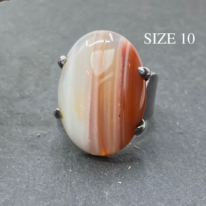 Agate and Sterling Silver Ring