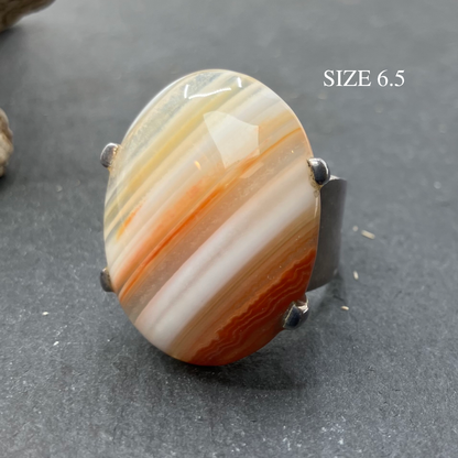 Agate and Sterling Silver Ring