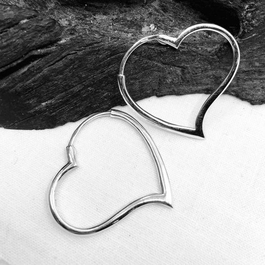 Sterling Silver Heart Hoops