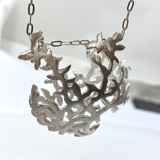 Sterling Silver Pendant Basket of Birds on Silver Chain