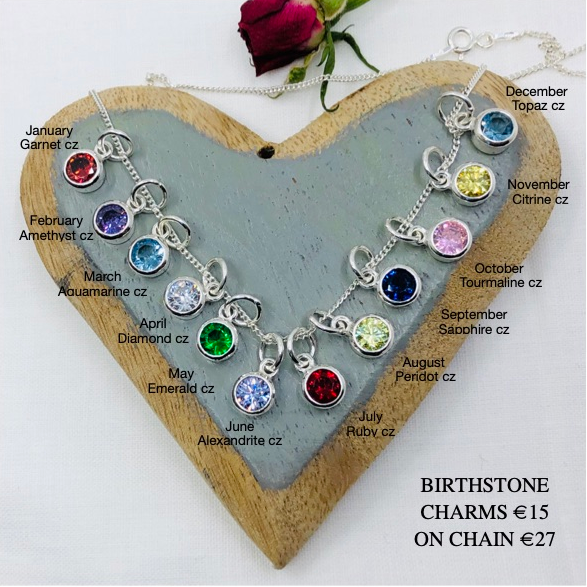 Sterling Silver Birthstone Pendant with Chain Options