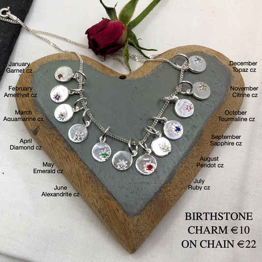 Sterling Silver Birthstone Pendant with Chain Options