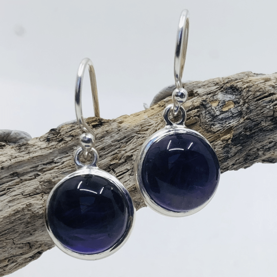 Amethyst and Sterling Silver Round Earrings