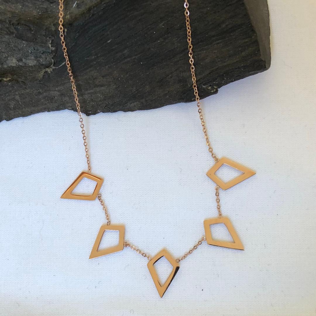 Stainless Steel Necklace with Diamond Shapes