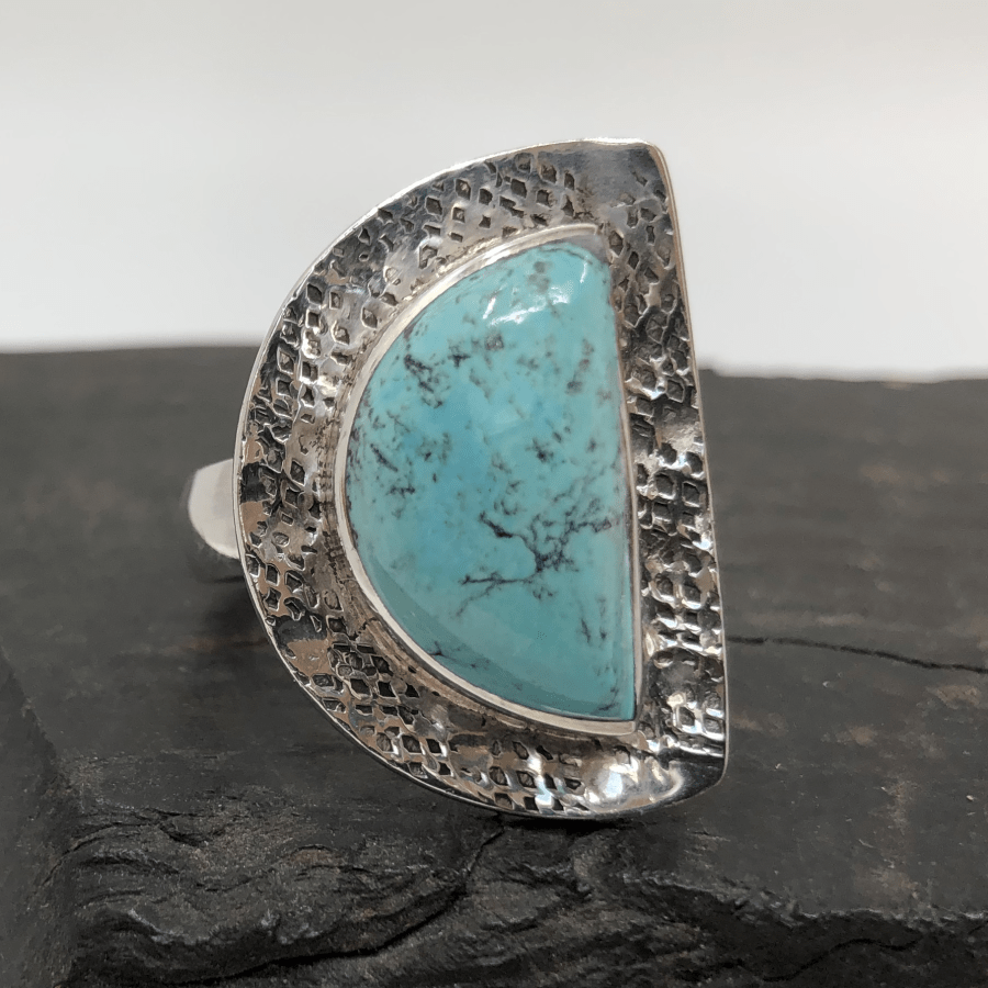 Turquoise Sterling Silver Half Moon Ring