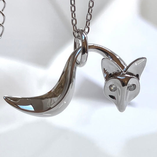 Sterling Silver Pendant CZ Fox on Silver Chain