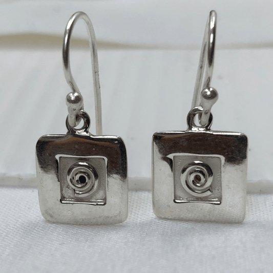 Sterling Silver Spiral Earrings Square