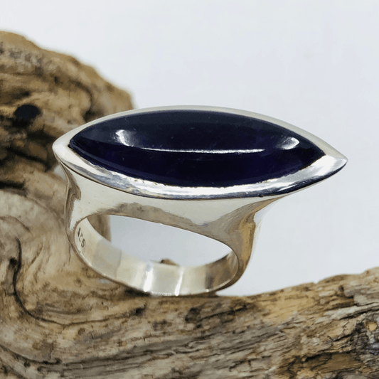 Amethyst and Sterling Silver Eye Shaped Ring