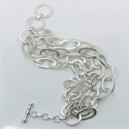 Sterling Silver Four Chain Heavy Bracelet
