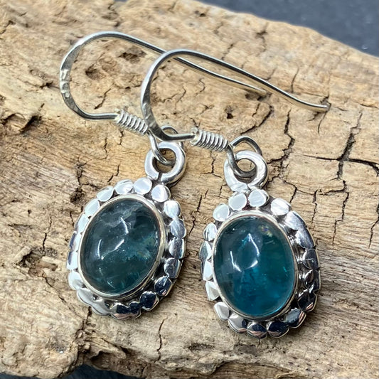 Fluorite and Sterling Silver Earrings Oval small
