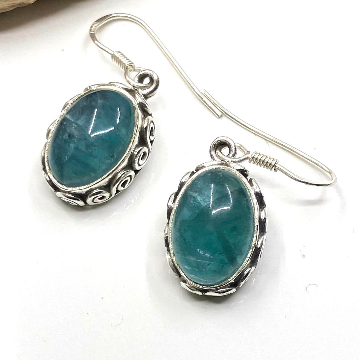 Fluorite and Sterling Silver Earrings Oval