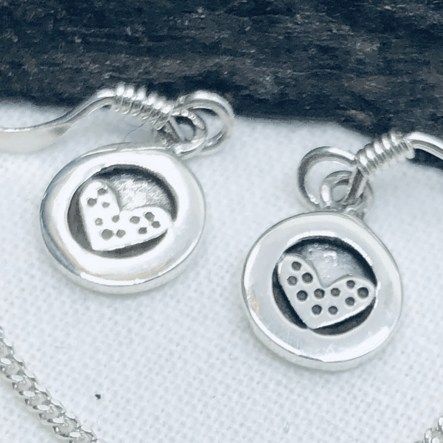 Sterling Silver Heart in Circle Earrings
