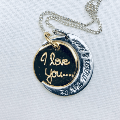 Sterling Silver and Gold Plated Love You to the Moon Pendant and Silver Chain