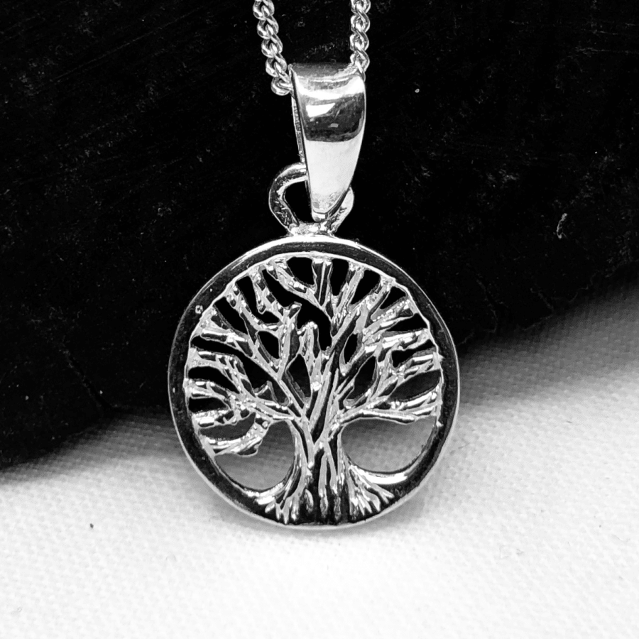 Tree of Life Small Silver Pendant and Silver Chain