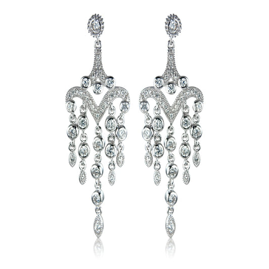 White CZ and Sterling Silver Vintage Style Earrings