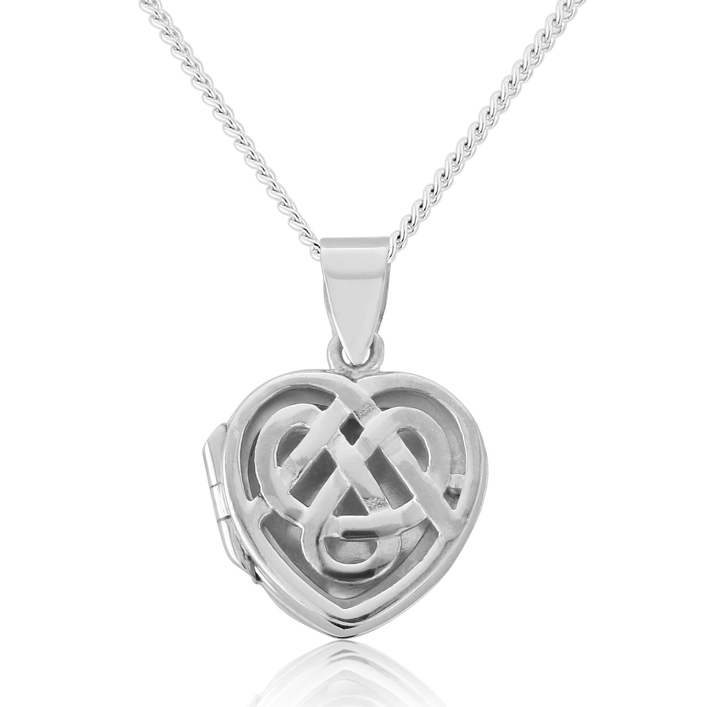 Celtic Knot Sterling Silver Heart Locket and Silver Chain
