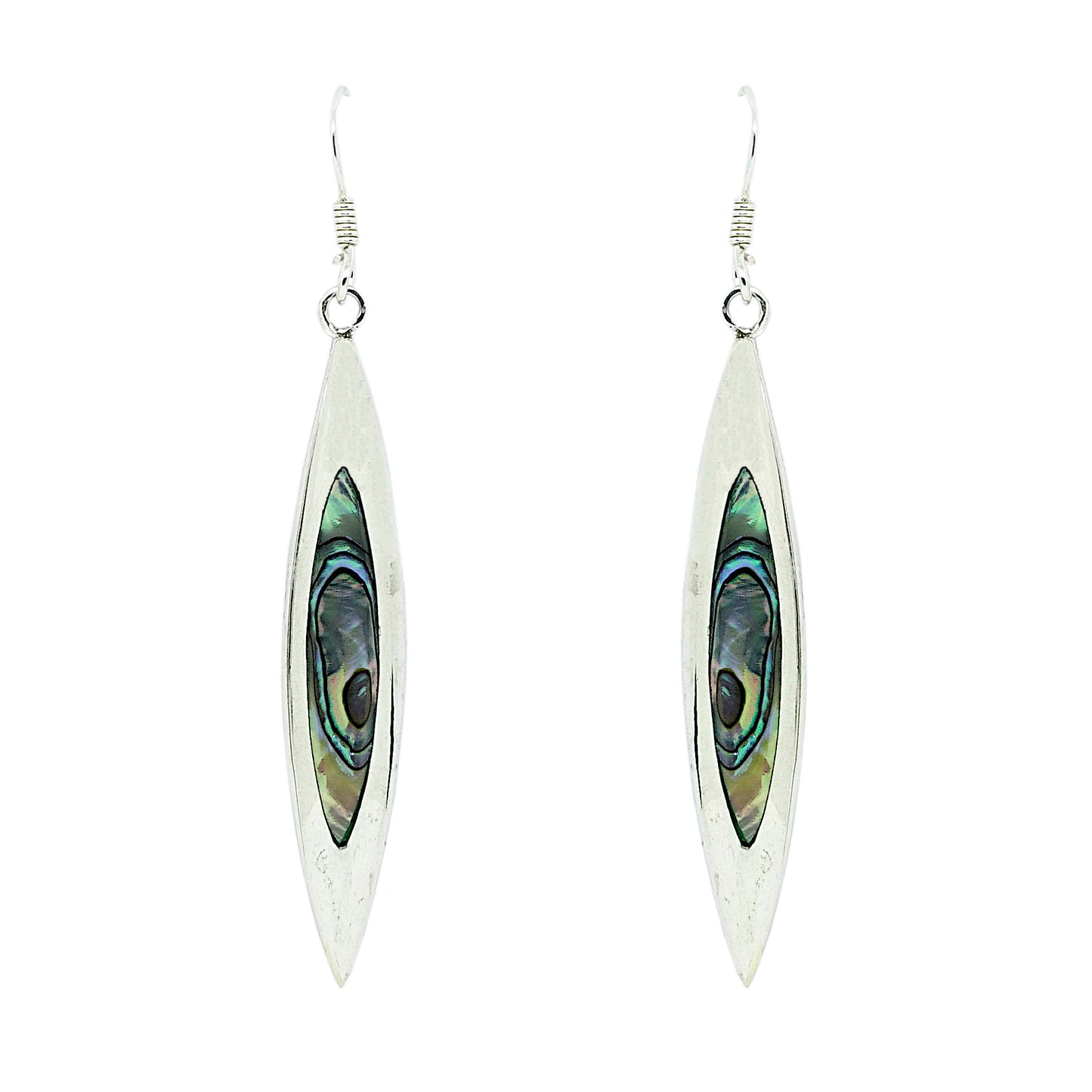 Abalone Shell Sterling Silver Earrings with Hook Backs