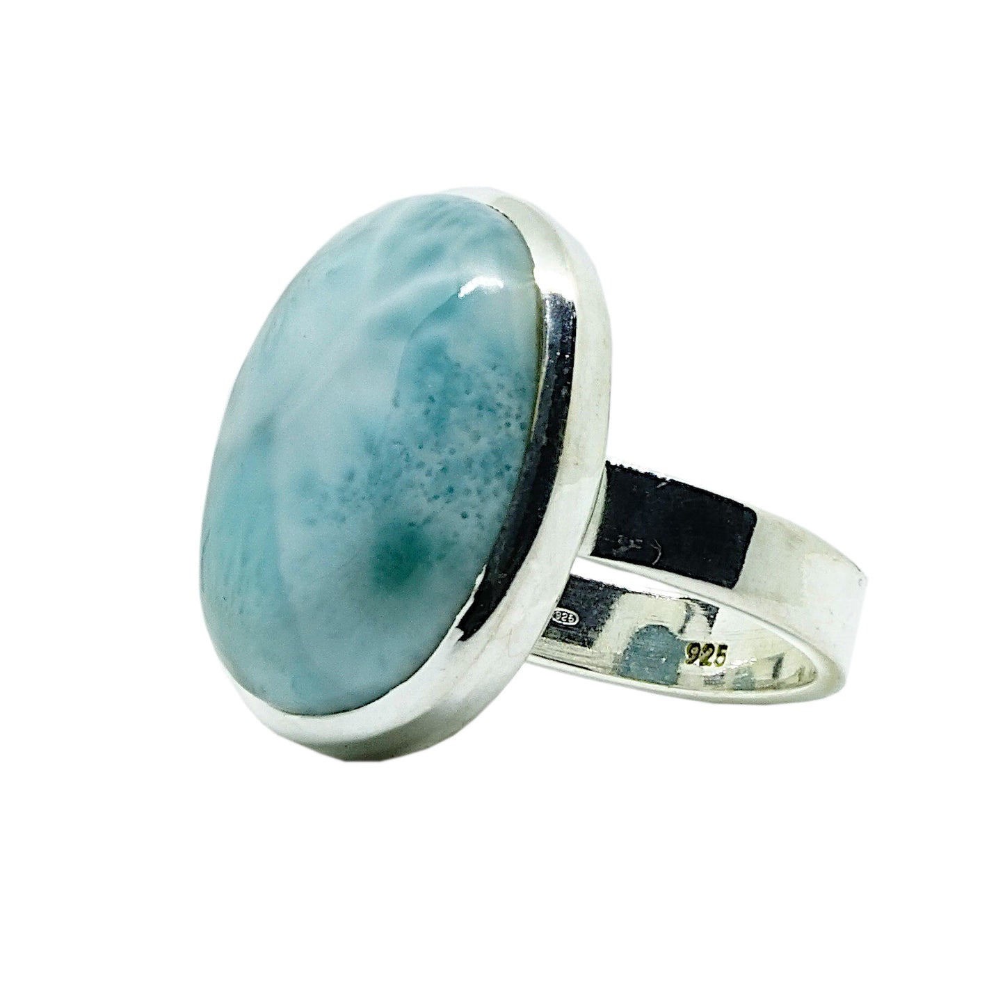 Larimar Oval Stone Sterling Silver Ring