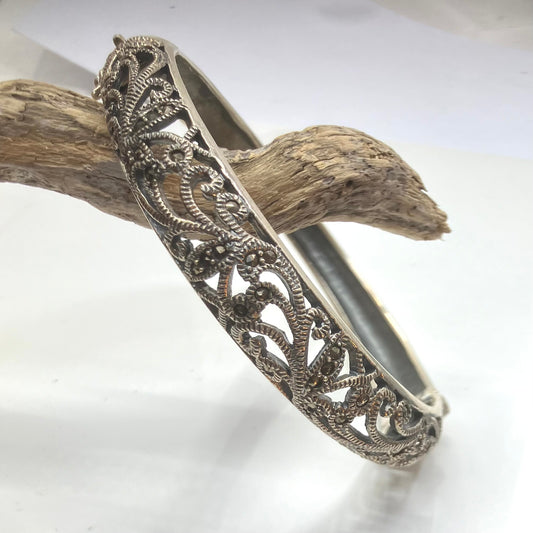 Marcasite and Sterling Silver Bangle Filigree