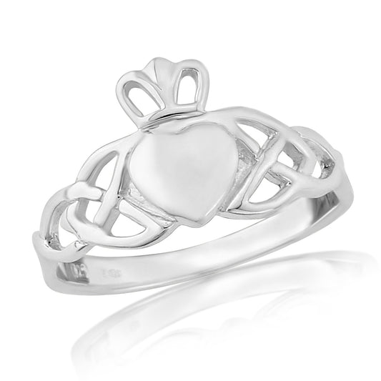 Celtic Claddagh Trinity Knot Sterling Silver Ring