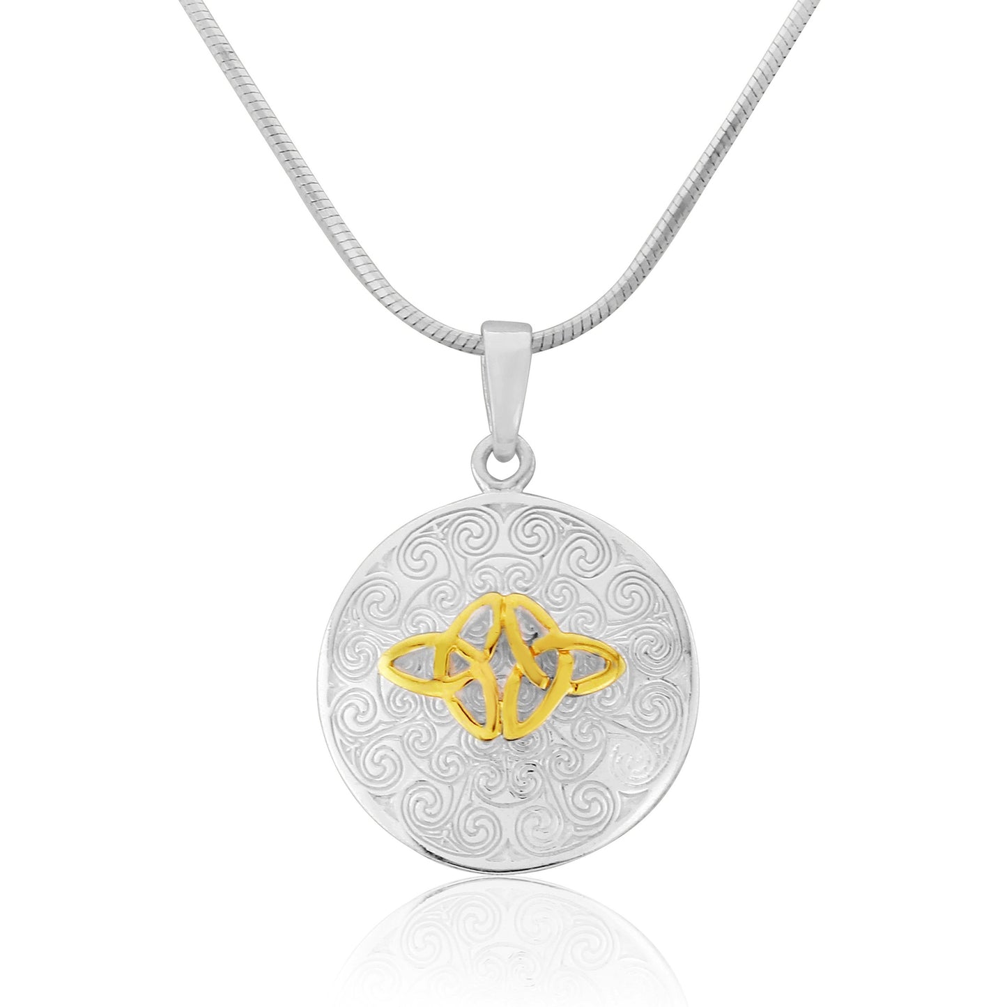 Celtic Trinity Knot Gold Plated Silver Pendant and Chain