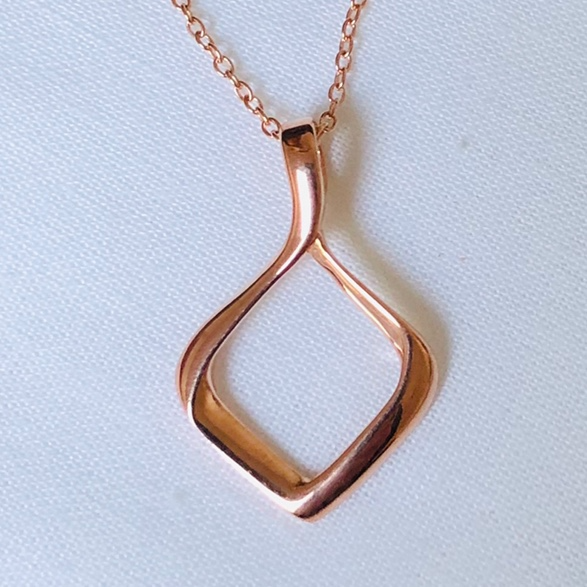 Rose Gold Plated Sterling Silver Diamond Shaped Pendant and Chain