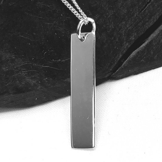 Sterling Silver Engravable Rectangle on Silver Chain