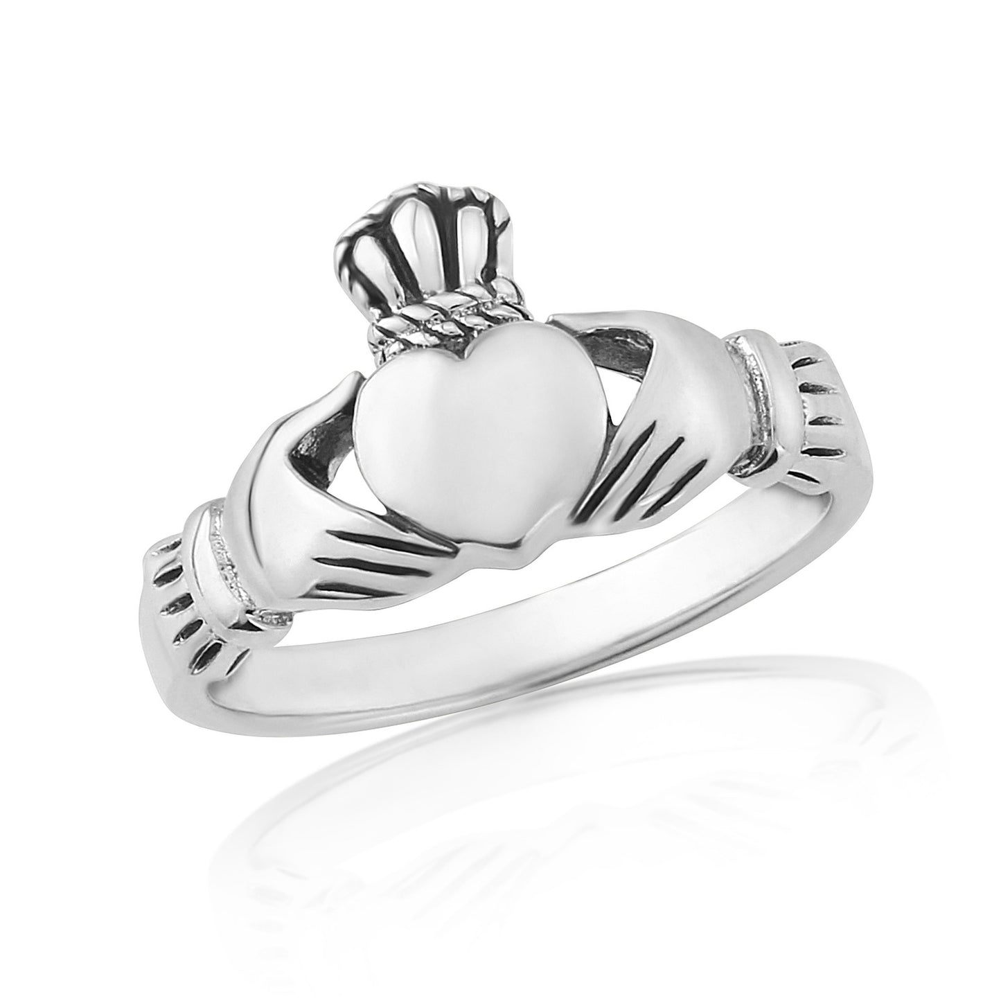 Celtic Claddagh Ring in Heavy Oxidised Sterling Silver