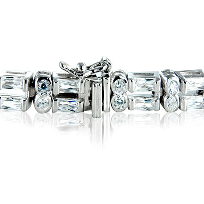 White CZ Double Row Sterling Silver Bracelet