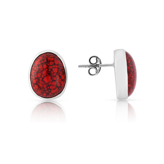 Red Ceramic Sterling Silver Studs