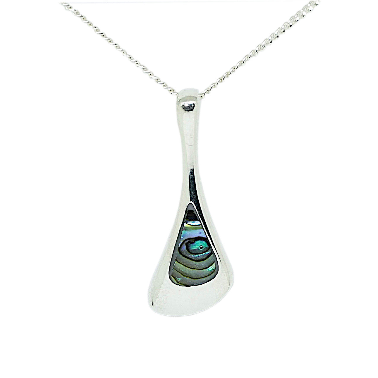 Abalone Shell Sterling Silver Small Pendant and Chain