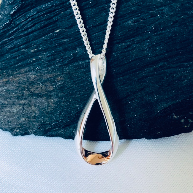 Sterling Silver and Rose Gold Plated Infinity Pendant and Chain