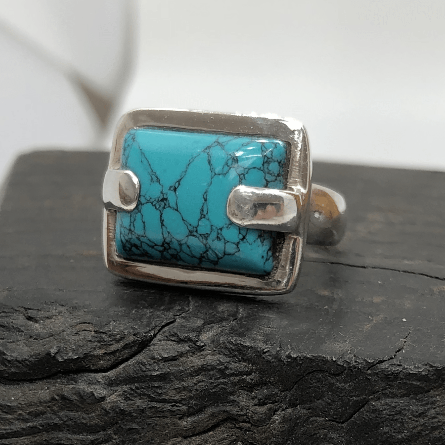 Turquoise Sterling Silver Rectangular Ring